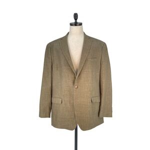 CHAPS Mens Blazer Sport Coat Tan Hopsack Weave Two Button Classic Fit 50L